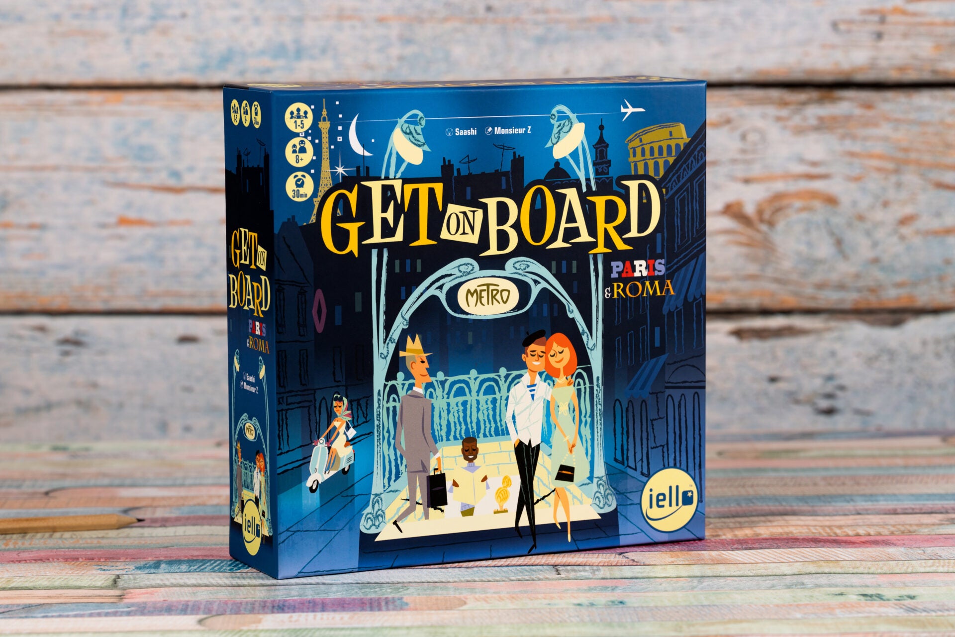 Get On Board Paris and Rome box on a table