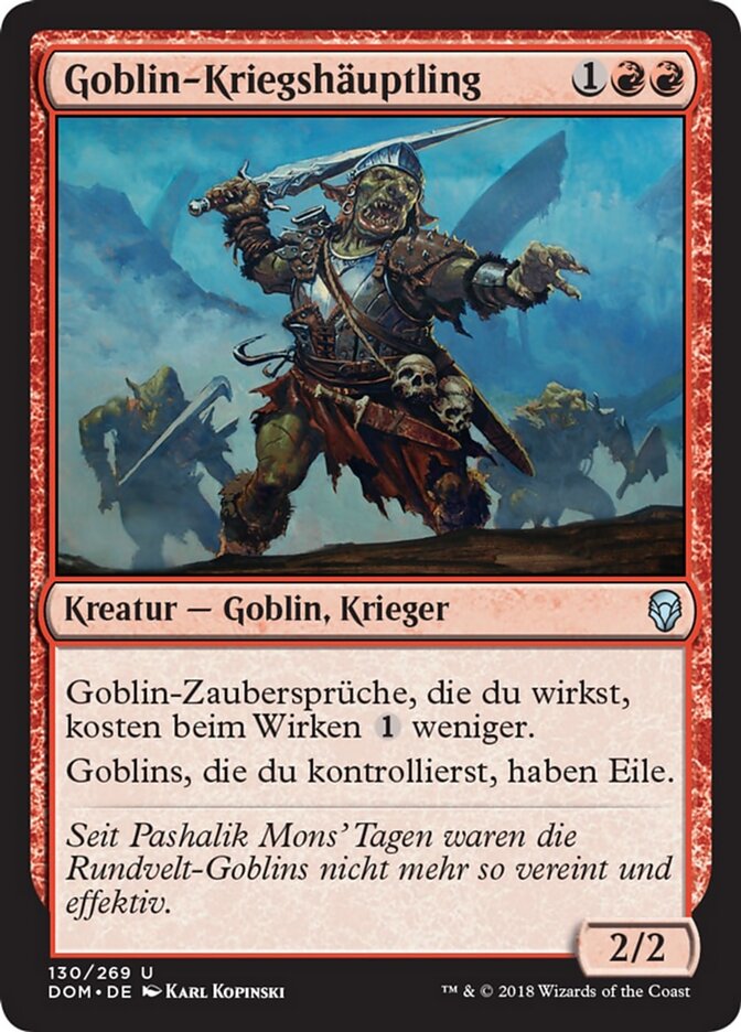 Magic-kaart Goblin Warchief DOM-130 uit Dominaria (Uncommon)