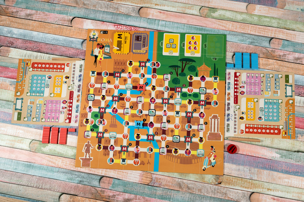 Get On Board Paris and Rome game board during play