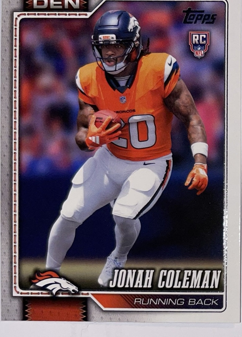 2026 Topps Football #312 Jonah Coleman RC – Near Mint – voorkant