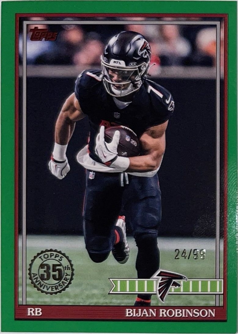 2026 Topps Football 1991 Topps Football #91TF-6 Bijan Robinson Green /99 – Near Mint – voorkant