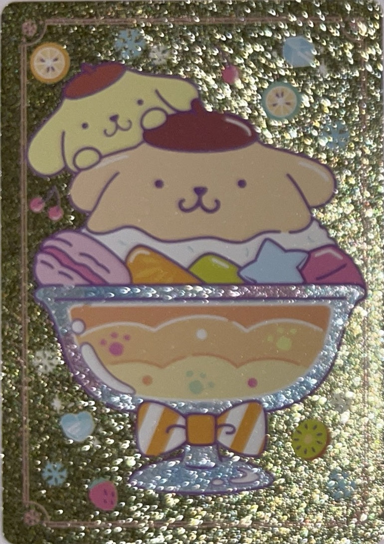 2026 Panini Hello Kitty & Friends: Fun Together! #195 Pompompurin – Cotton Candy Crew Glitter – Near Mint – voorkant Hoofdafbeelding