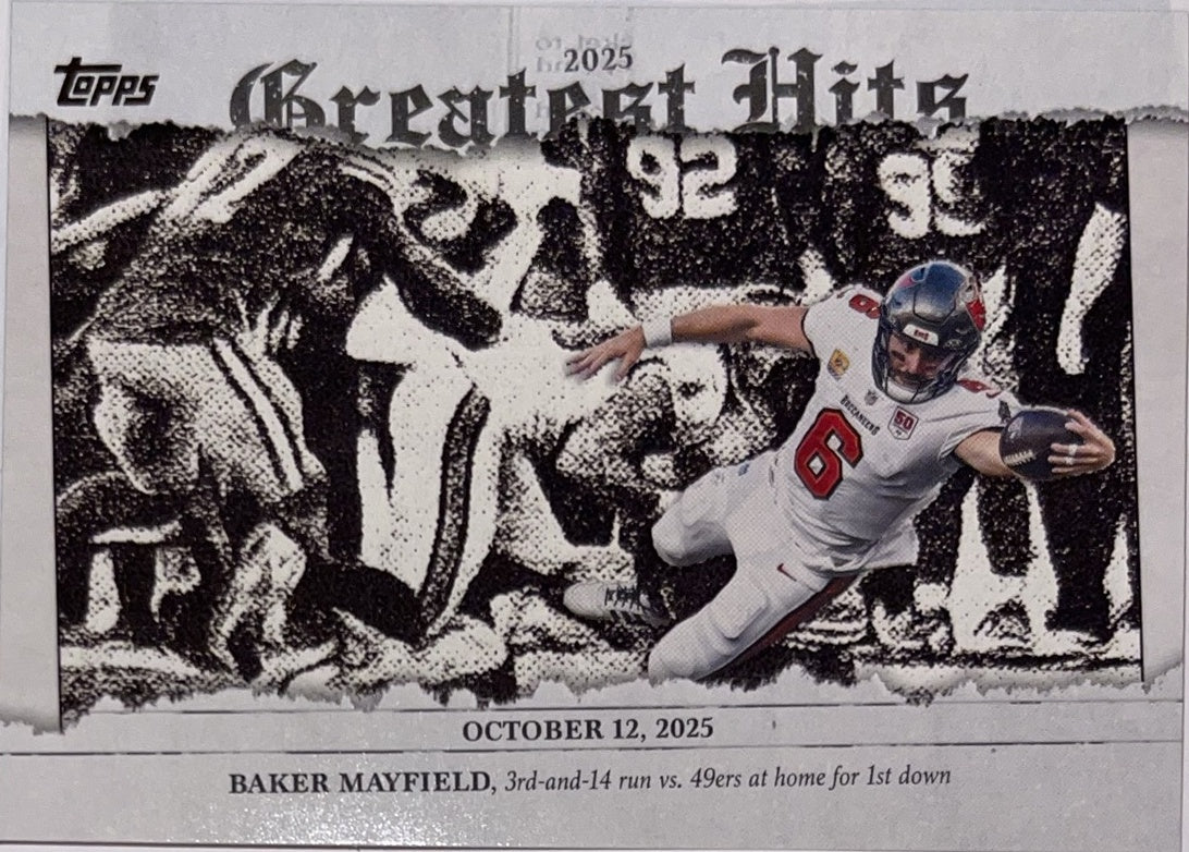2026 Topps Football 2025 Greatest Hits #25GH-BM Baker Mayfield – Near Mint – voorkant