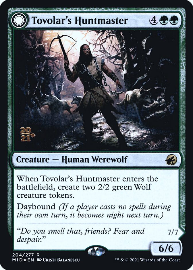 Magic-kaart Tovolar's Huntmaster PMID-204s uit Innistrad: Midnight Hunt Promos (Rare) Immagine principale del prodotto