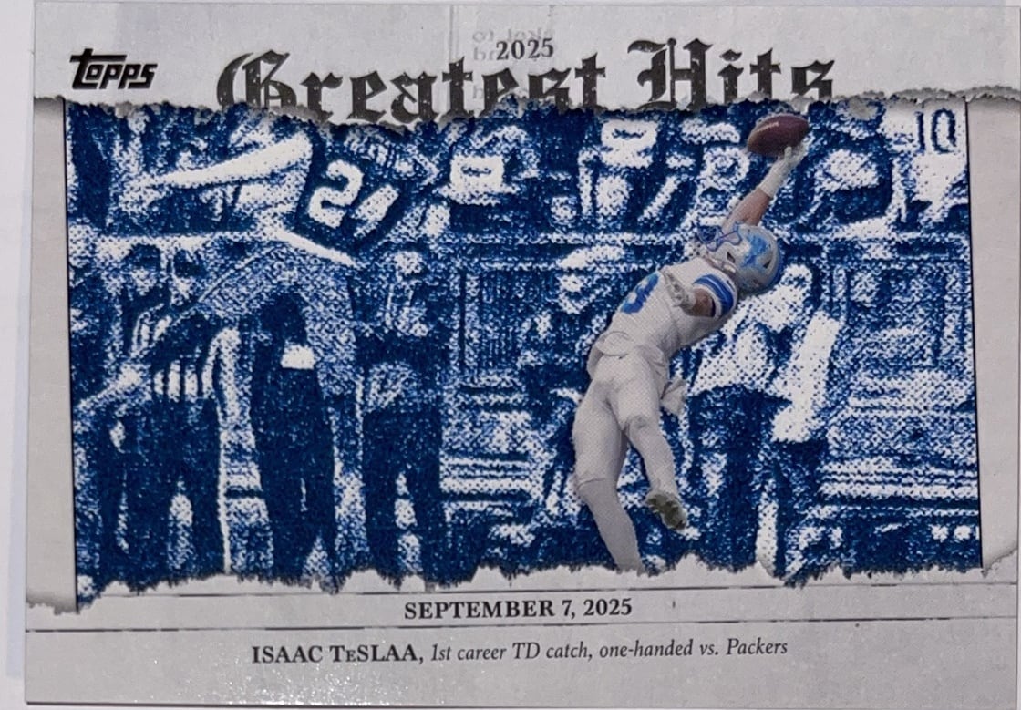 2026 Topps Football 2025 Greatest Hits #25GH-IT Isaac TeSlaa – voorkant | Lichcards Main image
