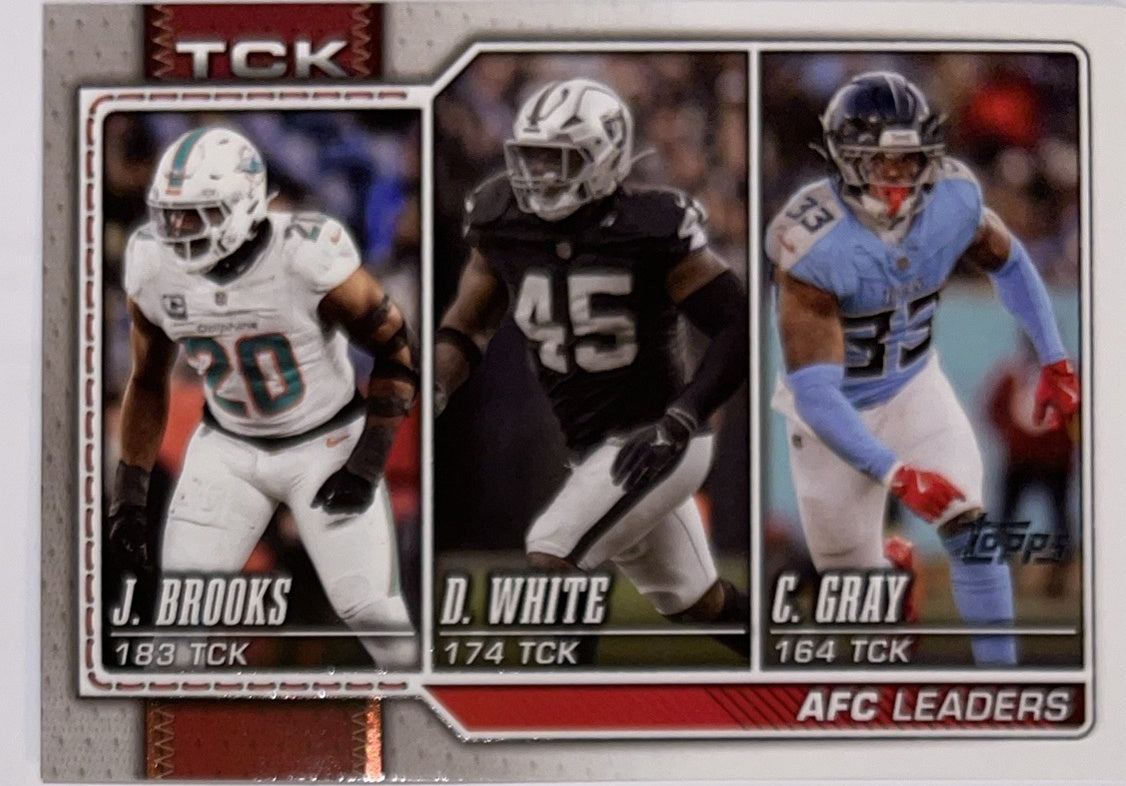 2026 Topps Football #290 Devin White / Jordyn Brooks / Cedric Gray League Leaders – Near Mint – voorkant