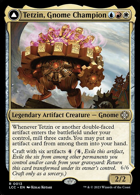 Tetzin, Gnome Champion // The Golden-Gear Colossus – Commander: The Lost Caverns of Ixalan (LCC-13) Magic: The Gathering card