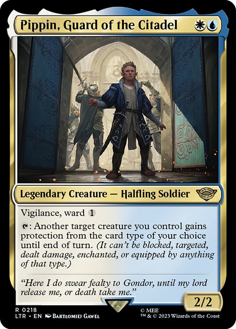 Pippin, Guard of the Citadel – The Lord of the Rings: Tales of Middle-earth (LTR-218) Magic: The Gathering card