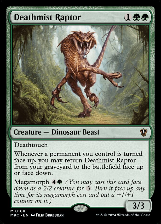 Magic-kaart Deathmist Raptor MKC-168 uit Murders at Karlov Manor Commander (Mythic)