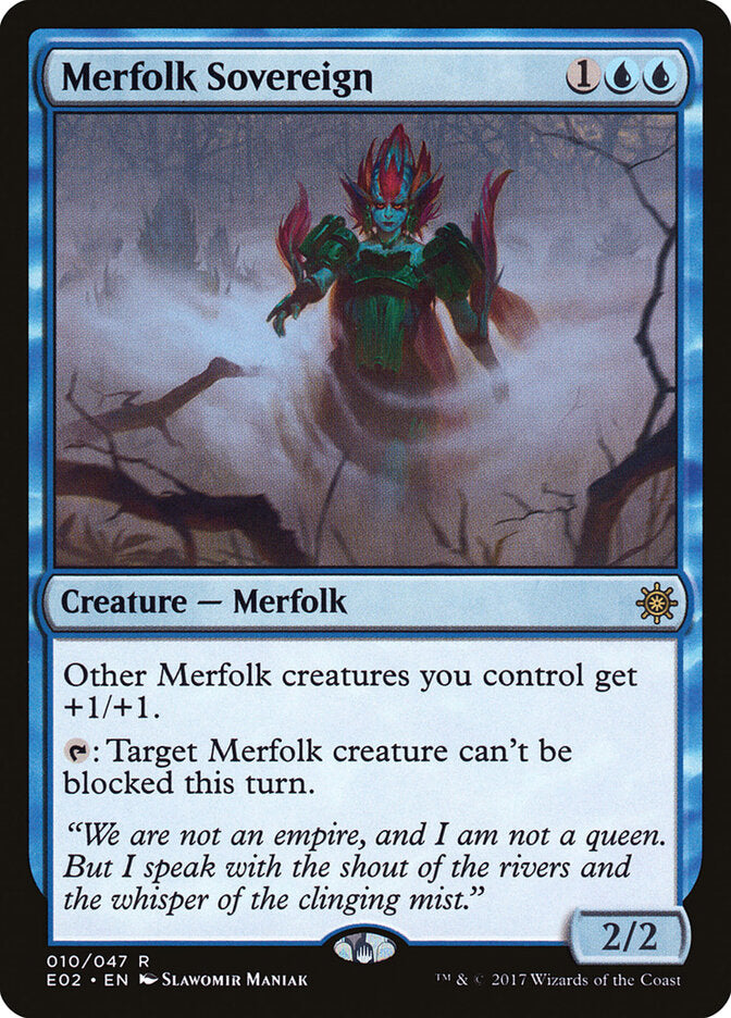 Magic-kaart Merfolk Sovereign E02-10 uit Explorers of Ixalan (Rare) Imagen principal del producto