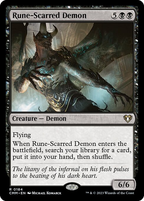 Rune-Scarred Demon – Commander Masters (CMM-184) Magic: The Gathering card Immagine principale del prodotto