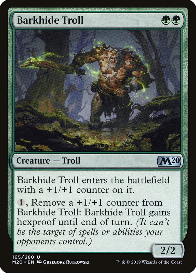 Magic-kaart Barkhide Troll M20-165 uit Core 2020 (Uncommon)