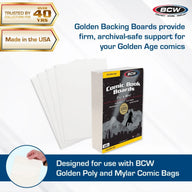 Specificaties van de BCW Golden Age backer boards, zuurvrij en gebufferd - 0722626032608