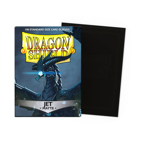 Dragon Shield Matte Jet sleeves – doosje van 100 stuks met een losse zwarte sleeve ernaast