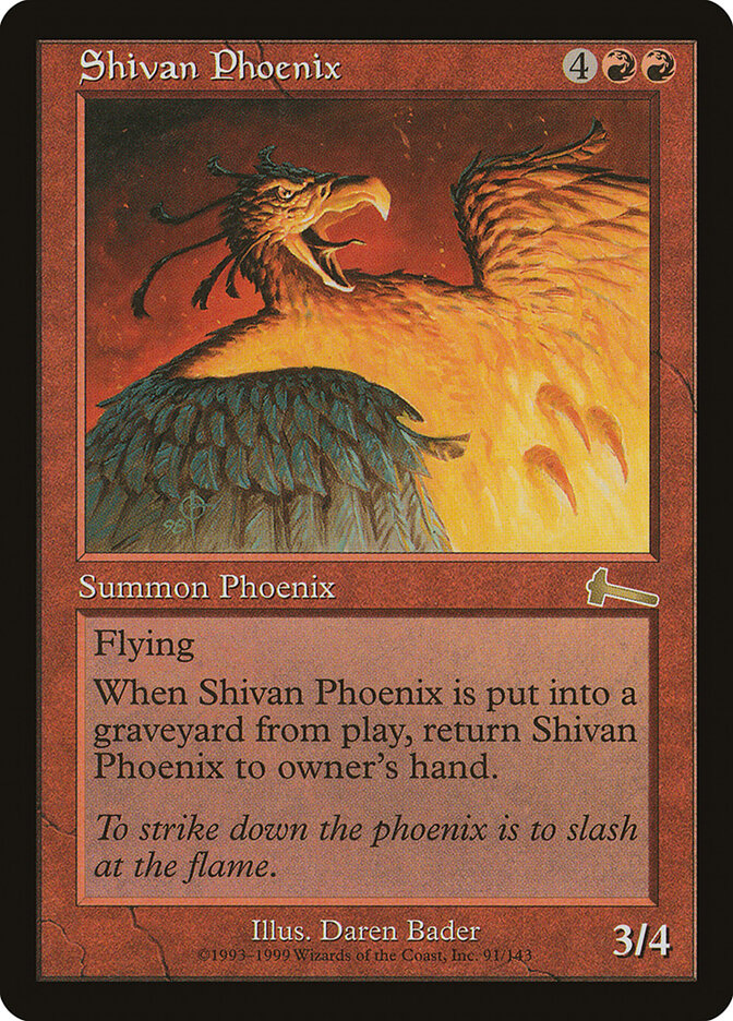 Magic-kaart Shivan Phoenix ULG-91 uit Urza's Legacy (Rare)