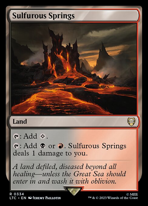 Sulfurous Springs – Commander: The Lord of the Rings: Tales of Middle-earth (LTC-334) Magic: The Gathering card