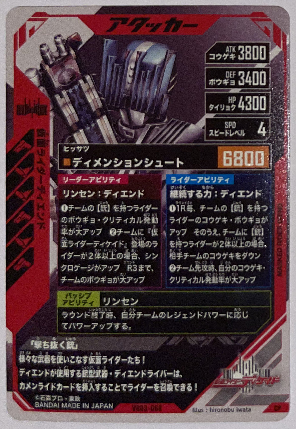 Achterzijde – Kamen Rider Diend [VR03-068] – Kamen Rider Ganba Legends - 2026 Versus Road 3 – Near Mint