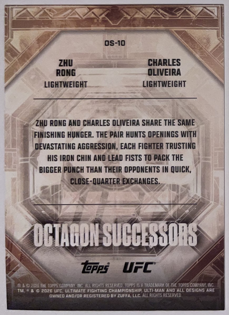 Achterzijde – Zhu Rong / Charles Oliveira [OS-10] – 2026 Topps Knockout UFC | Lichcards