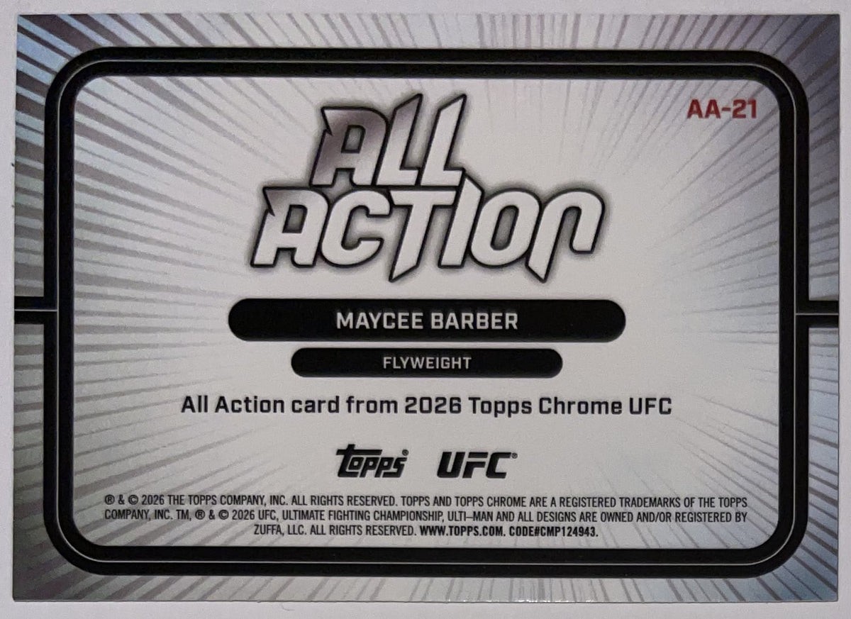 Achterzijde – Maycee Barber [AA-21] – 2026 Topps Chrome UFC | Lichcards