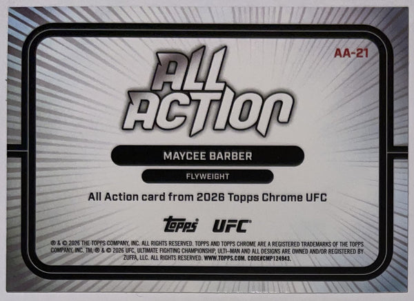 Achterzijde – Maycee Barber [AA-21] – 2026 Topps Chrome UFC | Lichcards