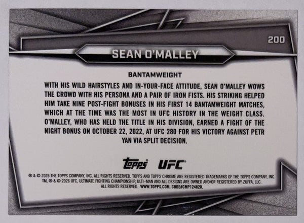 Achterzijde – Sean O'Malley [200] – 2026 Topps Chrome UFC | Lichcards