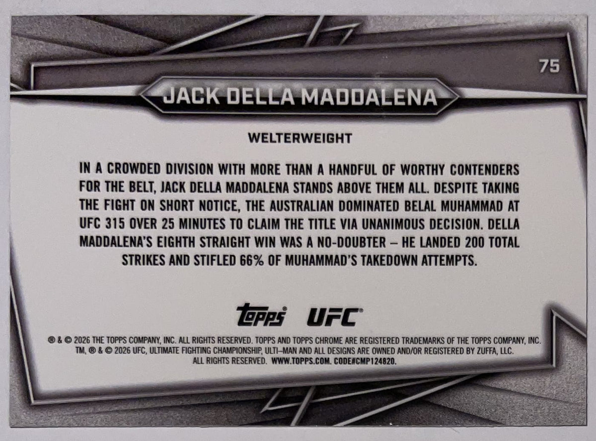 Achterzijde – Jack Della Maddalena [75] – 2026 Topps Chrome UFC | Lichcards