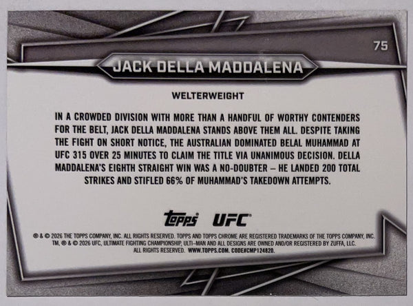 Achterzijde – Jack Della Maddalena [75] – 2026 Topps Chrome UFC | Lichcards
