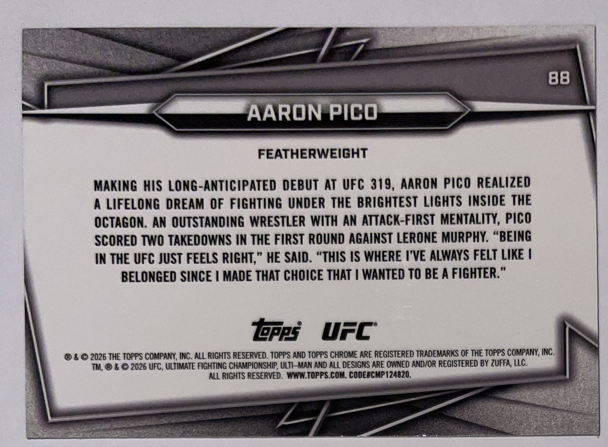 Achterzijde – Aaron Pico [88] – 2026 Topps Chrome UFC | Lichcards