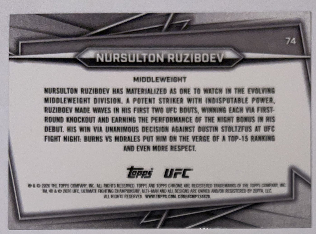 Achterzijde – Nursulton Ruziboev [74] – 2026 Topps Chrome UFC | Lichcards