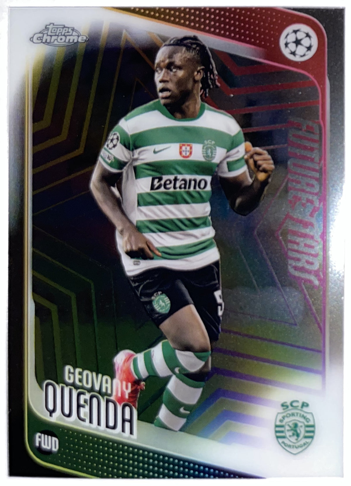 Voorzijde – Geovany Quenda [95] – Topps Chrome UEFA Club Competitions 2025/26 – Near Mint Imagen principal del producto
