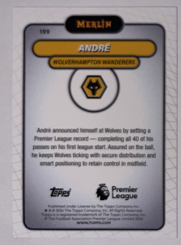 Achterzijde – André [199] – Topps Merlin Premier League 2025/26 – Near Mint