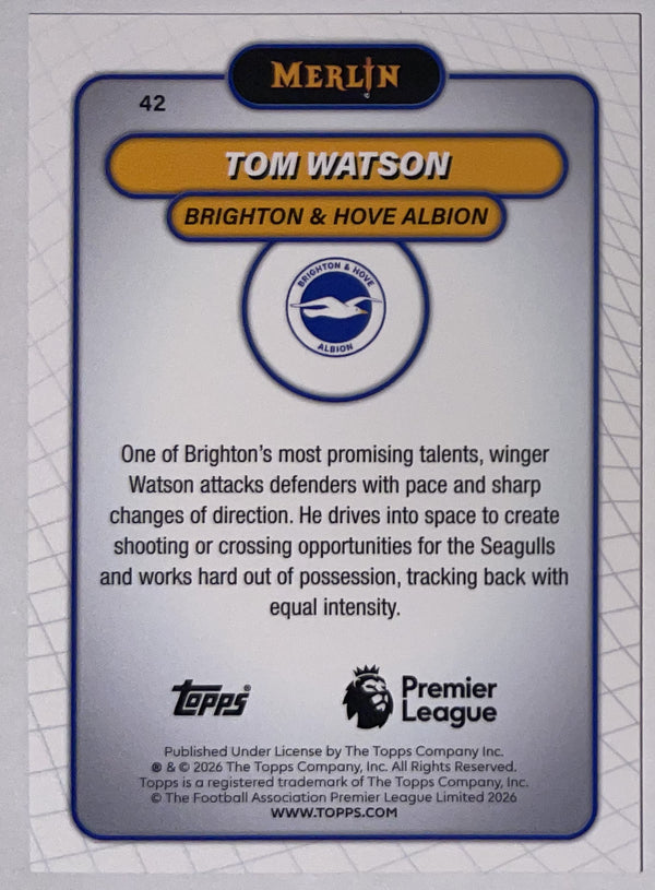 Achterzijde – Tom Watson [42] – Topps Merlin Premier League 2025/26 – Near Mint