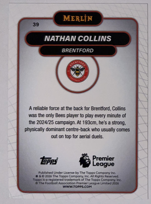 Achterzijde – Nathan Collins [39] – Topps Merlin Premier League 2025/26 – Near Mint