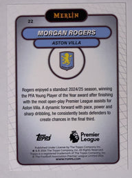 Achterzijde – Morgan Rogers [22] – Topps Merlin Premier League 2025/26 | Lichcards