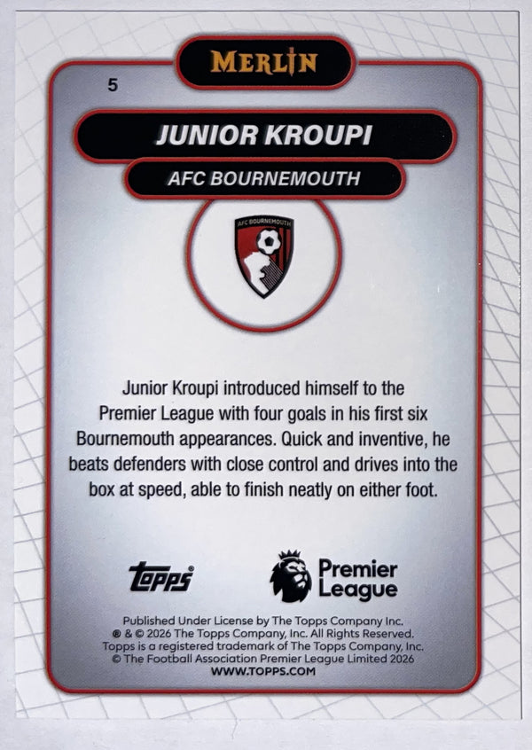 Achterzijde – Junior Kroupi [5] – Topps Merlin Premier League 2025/26 – Near Mint