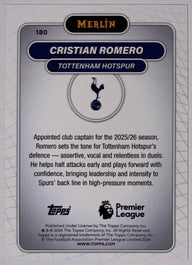 Achterzijde – Cristian Romero [180] – Topps Merlin Premier League 2025/26 | Lichcards