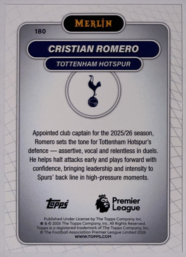 Achterzijde – Cristian Romero [180] – Topps Merlin Premier League 2025/26 – Near Mint
