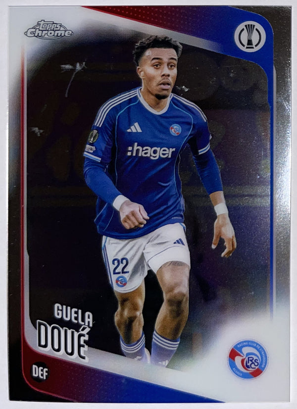 Voorzijde – Guela Doué [180] – Topps Chrome UEFA Club Competitions 2025/26 – Near Mint