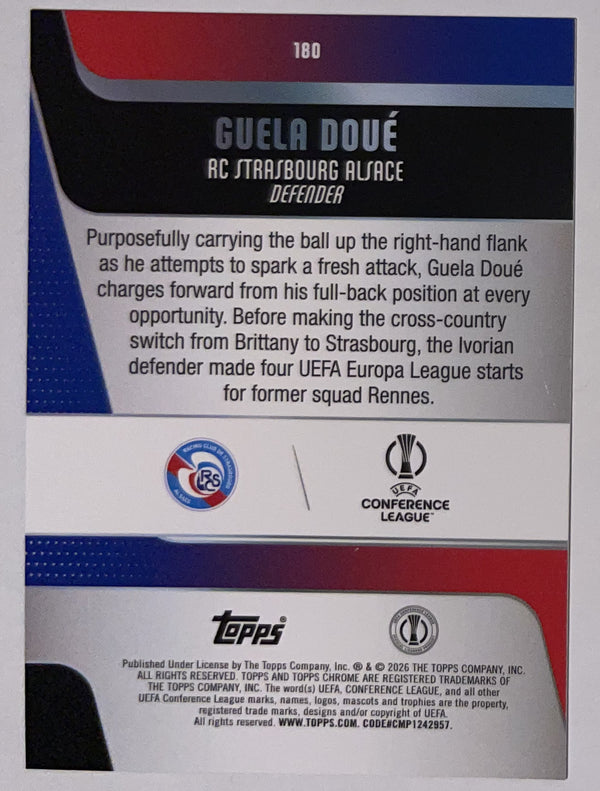 Achterzijde – Guela Doué [180] – Topps Chrome UEFA Club Competitions 2025/26 – Near Mint