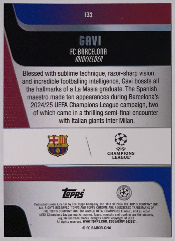 Achterzijde – Gavi [132] – Topps Chrome UEFA Club Competitions 2025/26 – Near Mint