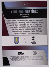 Achterzijde – Emiliano Martínez [75] – Topps Chrome UEFA Club Competitions 2025/26 | Lichcards