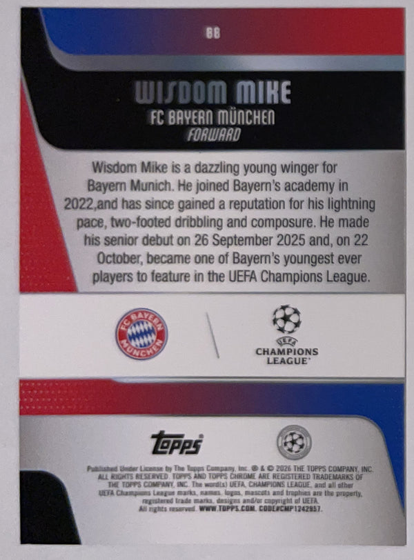 Achterzijde – Wisdom Mike [88] – Topps Chrome UEFA Club Competitions 2025/26 – Near Mint