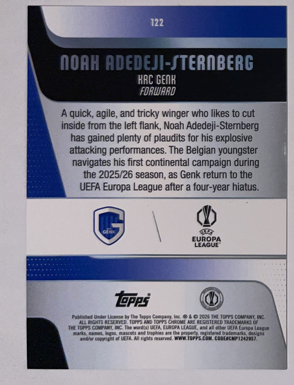 Achterzijde – Noah Adedeji-Sternberg [122] – Topps Chrome UEFA Club Competitions 2025/26 – Near Mint