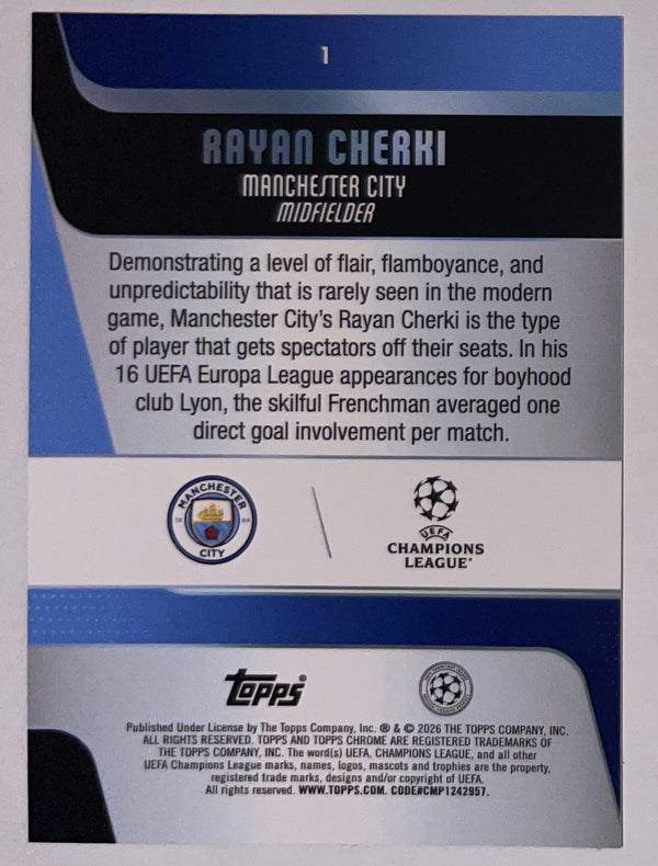 Achterzijde – Rayan Cherki [1] – Topps Chrome UEFA Club Competitions 2025/26 – Near Mint