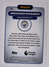 Achterzijde – Abdukodir Khusanov [128] – Topps Merlin Premier League 2025/26 | Lichcards