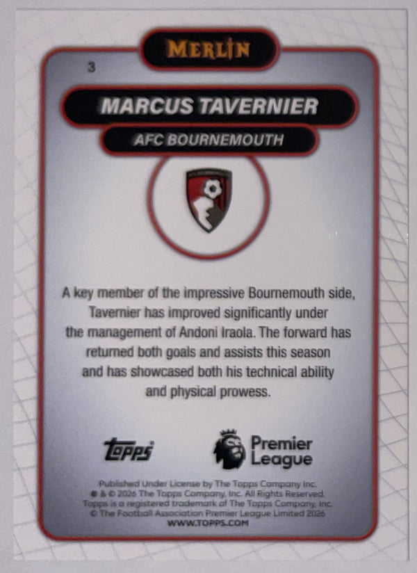 Achterzijde – Marcus Tavernier [3] – Topps Merlin Premier League 2025/26 – Near Mint