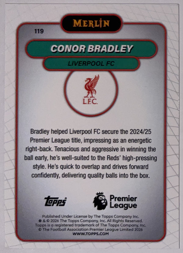 Achterzijde – Conor Bradley [119] – Topps Merlin Premier League 2025/26 – Near Mint