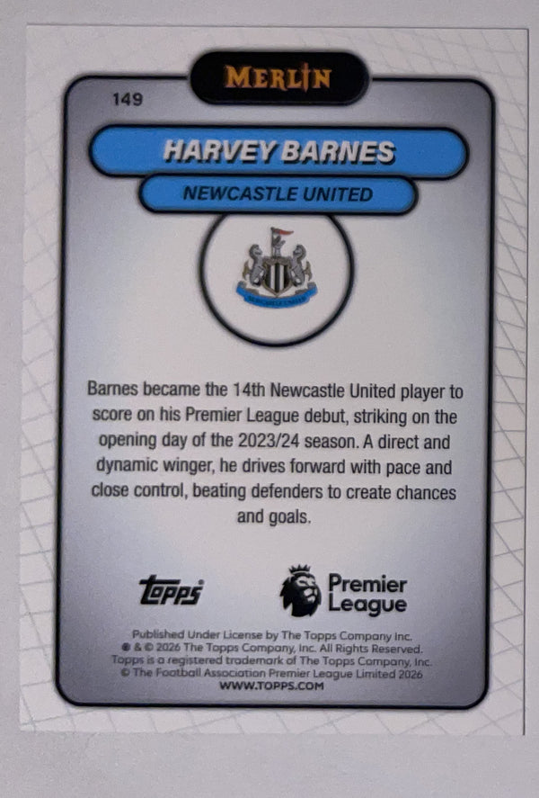 Achterzijde – Harvey Barnes [149] – Topps Merlin Premier League 2025/26 – Near Mint