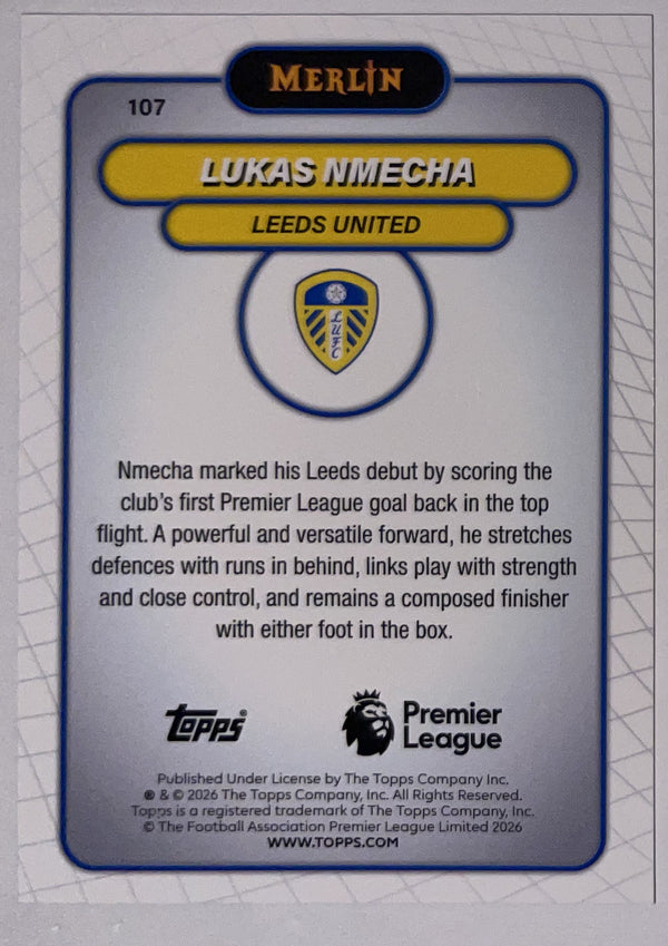 Achterzijde – Lukas Nmecha [107] – Topps Merlin Premier League 2025/26 – Near Mint