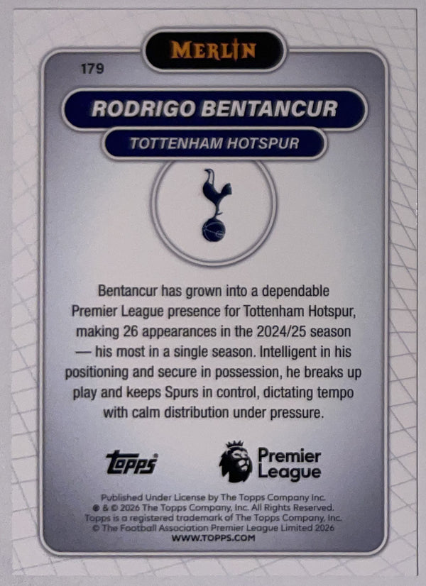 Achterzijde – Rodrigo Bentancur [179] – Topps Merlin Premier League 2025/26 – Near Mint